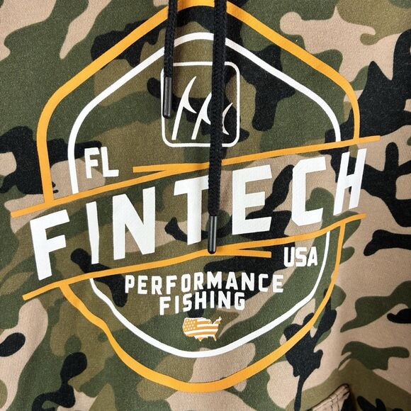 Fintech Mens Size Medium Pullover Hoodie Sweatshirt Fishing Outdoor Camo - Picture 2 of 5
